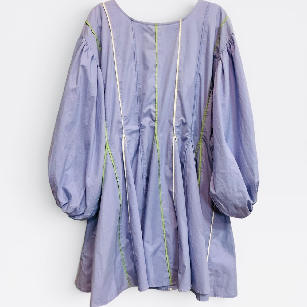 NWT Rujuta Sheth x Free People Lucy Mini Dress Lavender Piping Balloon Sleeve L - Picture 5 of 9